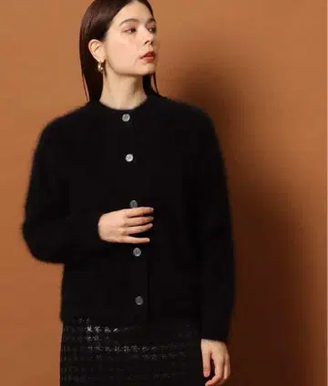 드레스 털 혼방 가디건 블랙