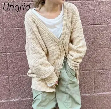 컨디션 최상 ungrid 믹스얀 루즈 니트 가디건 베이지 가디건