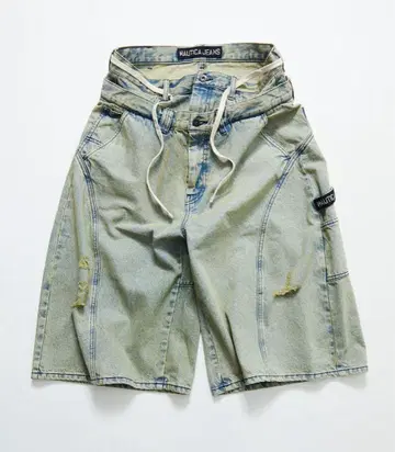 NAUTICA JEANS CO. 더블 허리 배기 커브 크롭 데님