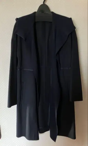 CIVIDINI 후드 부착 울 코트 네이비