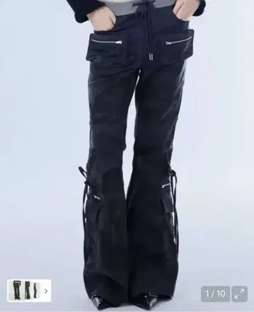 블랙 카모플라쥬 플레어 팬츠