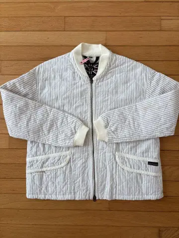 LAVENHAM 화이트 스트라이프 퀼팅 자켓 M