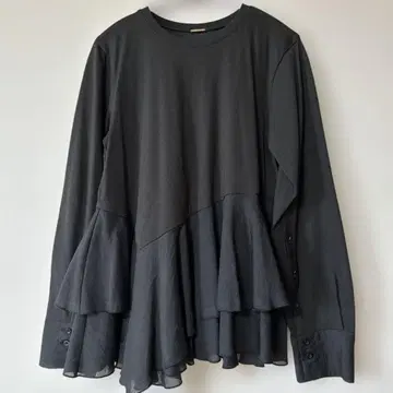 프릴 장식 블랙 긴팔 상의