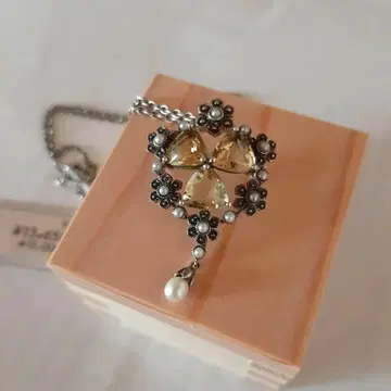 택 포함 새상품 록잔 목걸이&브로치 실버제 레몬쿼츠&시드펄