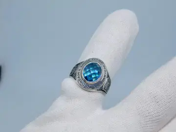 13호 새상품 닥터 몬로 내로우 칼리지 링 블루 토파즈 반지