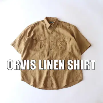 ORVIS 린넨 반팔 부시 셔츠 USA 빈티지 구제 의류 [ G0224
