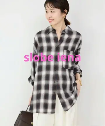 slobe iena 드레이프 체크 루즈 셔츠 네이비