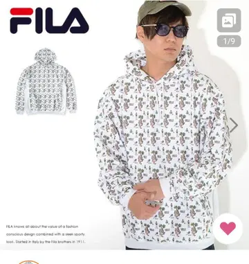 [새상품] 남성용 FILA 프린트 패턴 화이트 후드티 M사이즈
