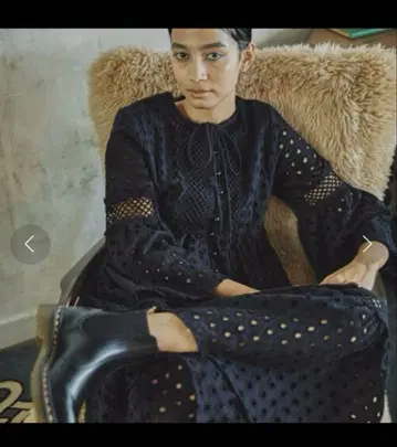 프리다 컷워크 자수 레이스 롱 원피스 블랙 프리크스 스토어