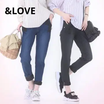 &LOVE 플라워 레이스 슬림 레그 스트레치 데님