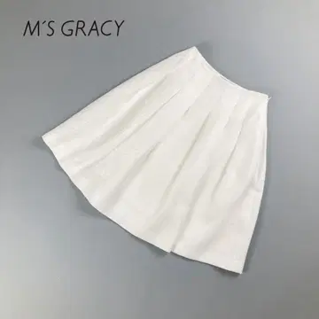 M'S GRACY 꽃 자수 턱 스커트 화이트 사이즈 36*LC1252