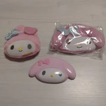 마이멜로디 파우치 마이멜로디 페이스형 거울 & 빗 세트.