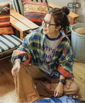 미사요 씨 컬러풀 체크 셔츠 새상품