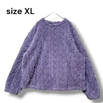 여성용 보아 스웨터 보송보송 보라색 루즈핏 XL 긴팔