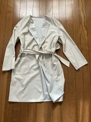 아이보리 롱 코트 벨트 포함