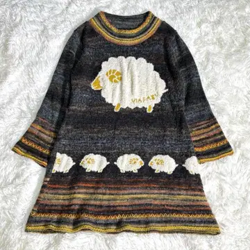 양 자카드 니트 원피스 울 알파카 M-L