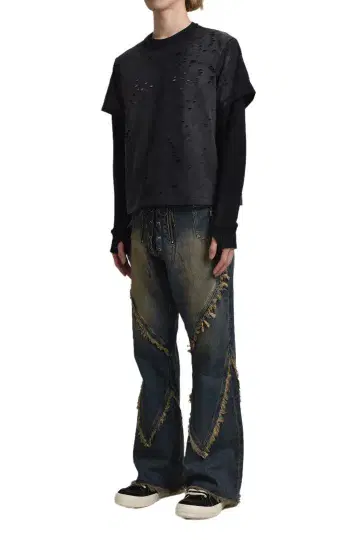 JUN/NAKAYAMA FRINGE DENIM PANTS 24FW