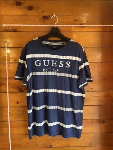 GUESS 스트라이프 T셔츠 네이비/화이트