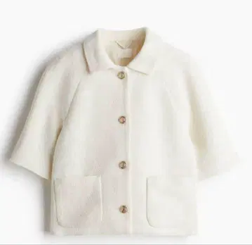 화이트 자켓 H&M 7부 소매 트위드풍