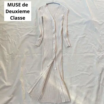 MUSE 토르판 코튼 리브 롱 가디건 아이보리 계열