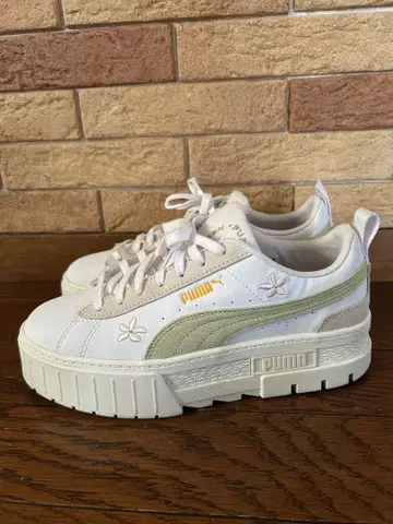 PUMA 플랫폼 스니커즈 화이트/그린