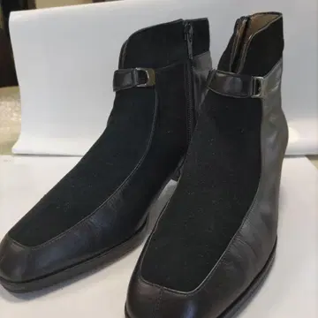 여성용 블랙 가죽 스웨이드 부츠 23cm