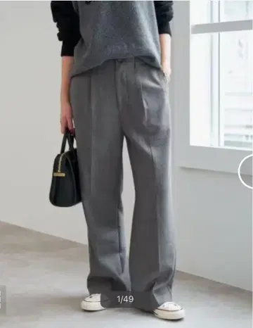 Spick and Span 하이브리드 더블 크로스 원턱 팬츠 36