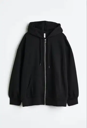 [ 새상품급 ] H&M 오버 사이즈 풀 집업 후드 맨투맨 블랙 L