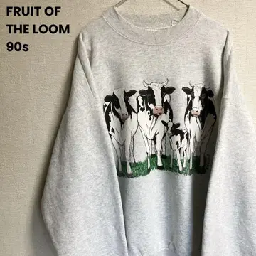 90s 프룻 오브 더 룸 애니멀 맨투맨 소 COW