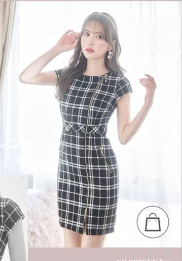 트위드 체크 타이트 미니 드레스 L 사이즈