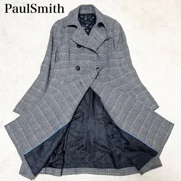 폴스미스 울 트렌치코트 글렌체크 하운드투스 그레이 호두 버튼