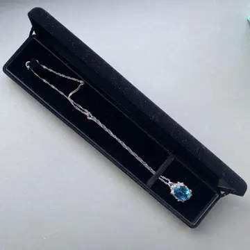 실버 오벌 컷 청석 목걸이