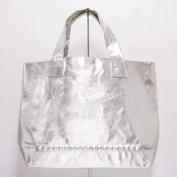 [ 미사용 새상품 ] zucca 토트백 천연 가죽 대용량 실버