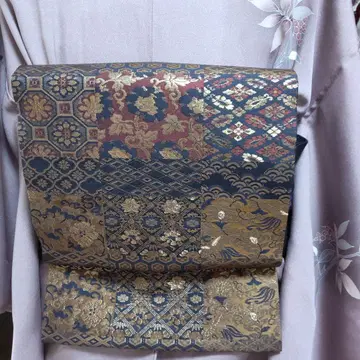 순수 실크 명물직 짜임 패턴 나고야 오비 절단 오비 (580)