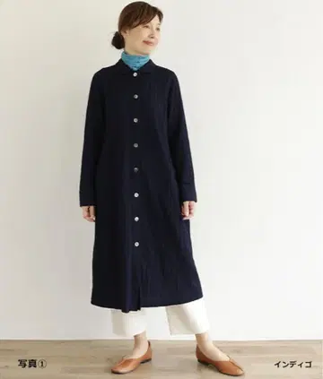 인디고 긴팔 셔츠 원피스