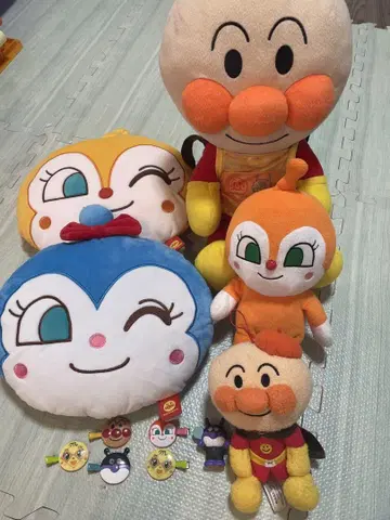 호빵맨 봉제 인형 쿠션 머리카락 핑 인형 세트