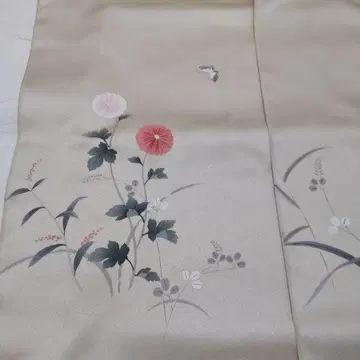 순수 실크 탄고 크레이프 원단 꽃과 나비 패턴 부츠케 반물 (583)