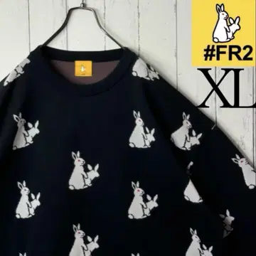FR2 토끼 패턴 니트 스웨터 XL 블랙