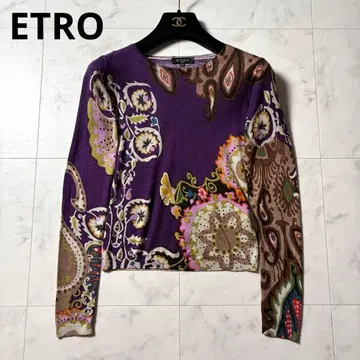 ETRO 페이즐리 올 패턴 실크 캐시미어 니트 스웨터 38