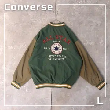 CONVERSE 컨버스 바시티 자켓 블루종 자수 로고 그린 L