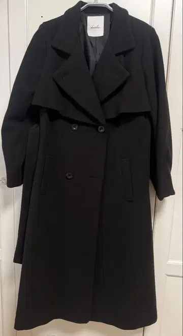 dazzlin 더블 브레스트 롱 코트 블랙