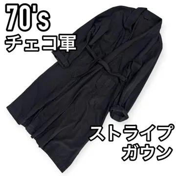 70s 체코군 스트라이프 가운 밀리터리 코트 유로 빈티지