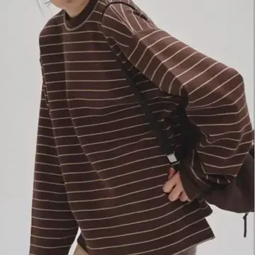 todayful 보더 롱 티셔츠 초코