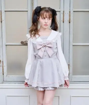 LIZLISA 세일러 카라 셋업 그레이