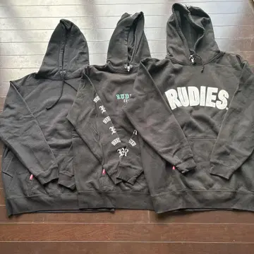 RUDIES 블랙 후드티 3세트