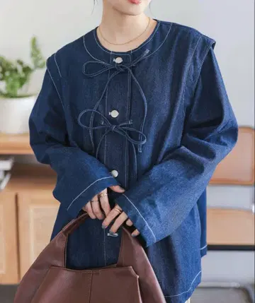 [ 새상품 ] 고베 레터스 프론트 리본 데님 자켓