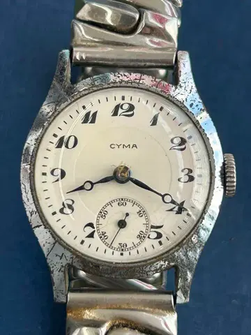 CYMA 수동 와인딩 시계 화이트 다이얼 앤티크