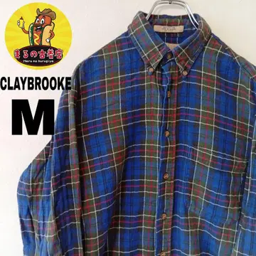 90sUSA 구제 의류 CLAYBROOKE 플란넬 셔츠 M 블루 브라운