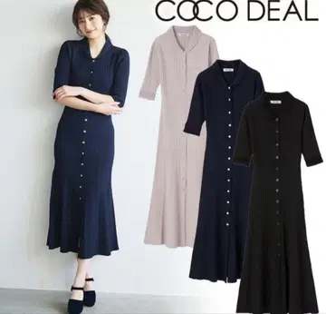 COCO DEAL 24ss 몰 컬러 리브 프렌치 니트 원피스
