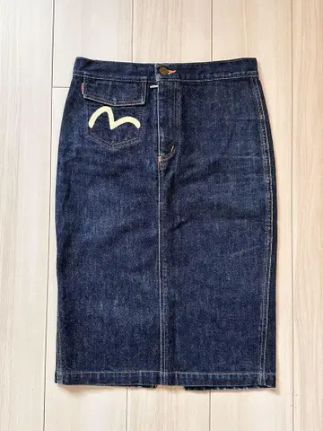 evisu 데님 갈매기 페인트 스커트